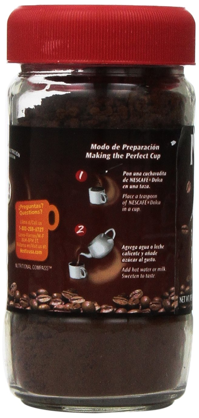 Nescafe Dolca comparación de tamaño junto a una taza para visualizar porción y portabilidad