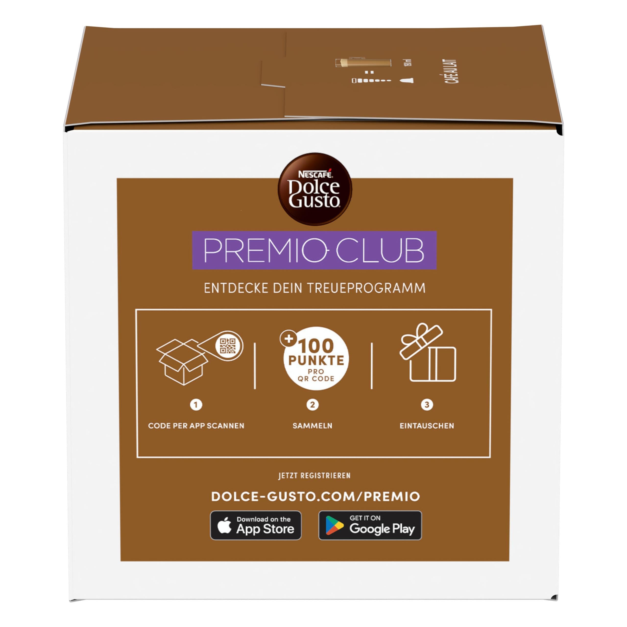Nescafé Dolce Gusto embalaje lateral con información nutricional clara