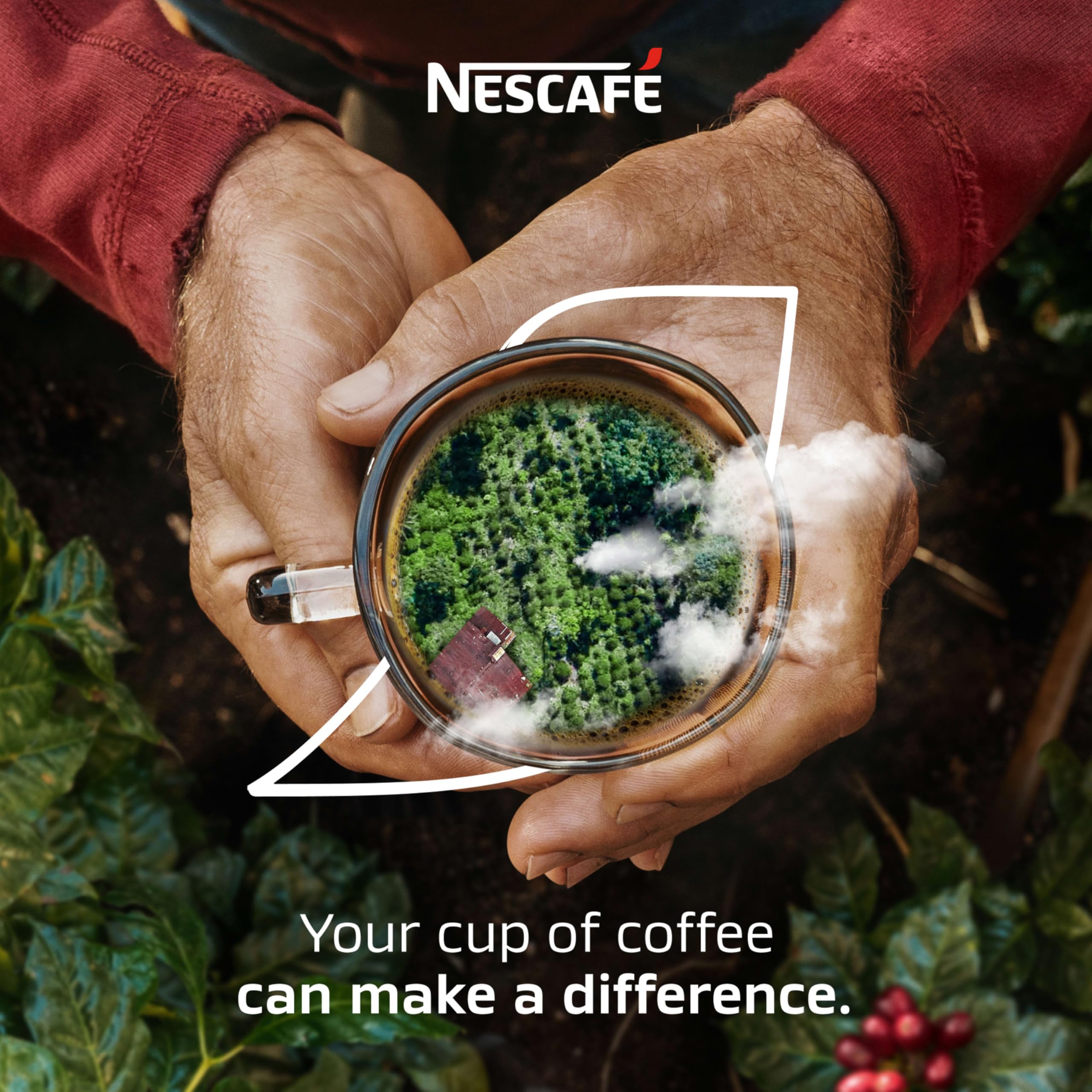 Nescafe etiqueta que indica origen responsable y calidad