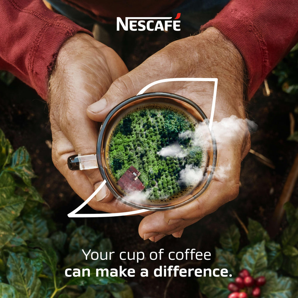 Nescafe etiqueta que indica origen responsable y calidad