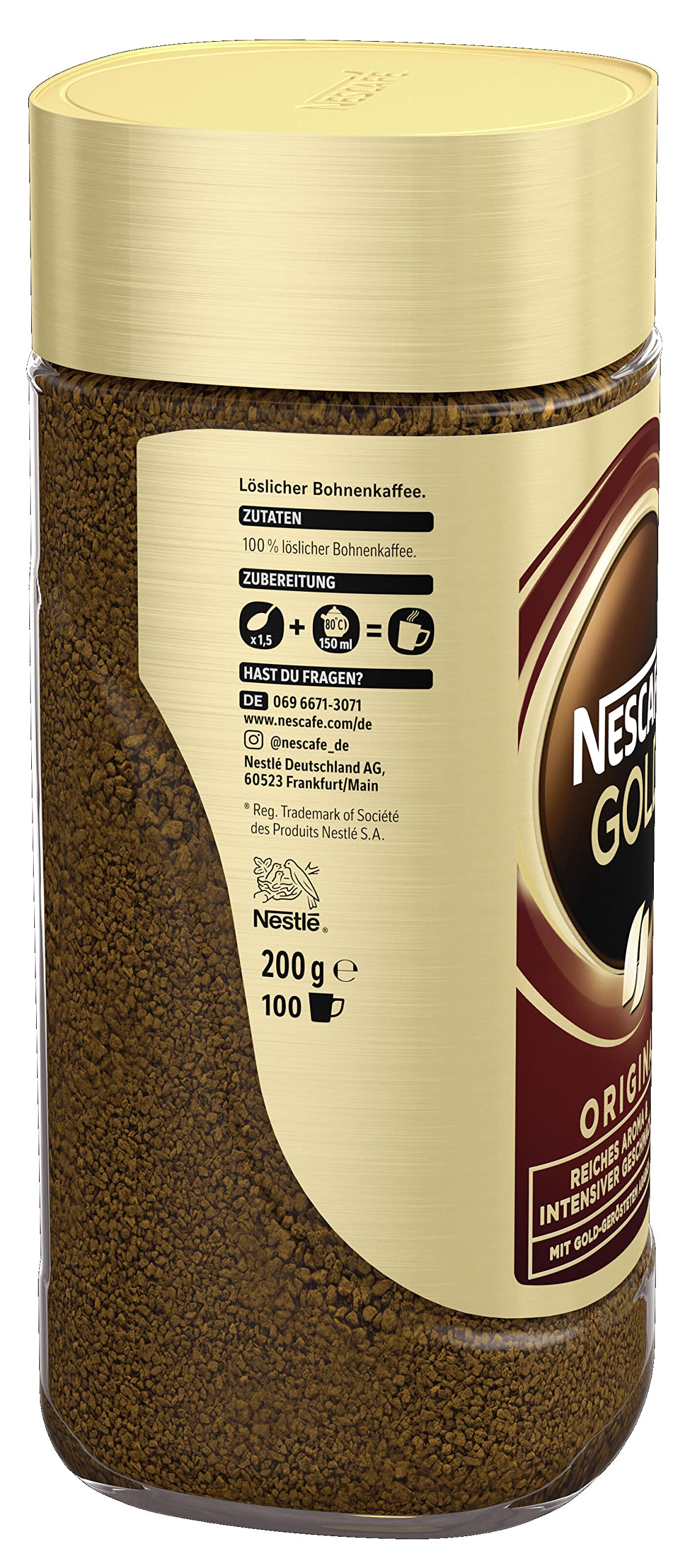 Nescafé Gold junto a una cuchara para comparar tamaño y rendimiento