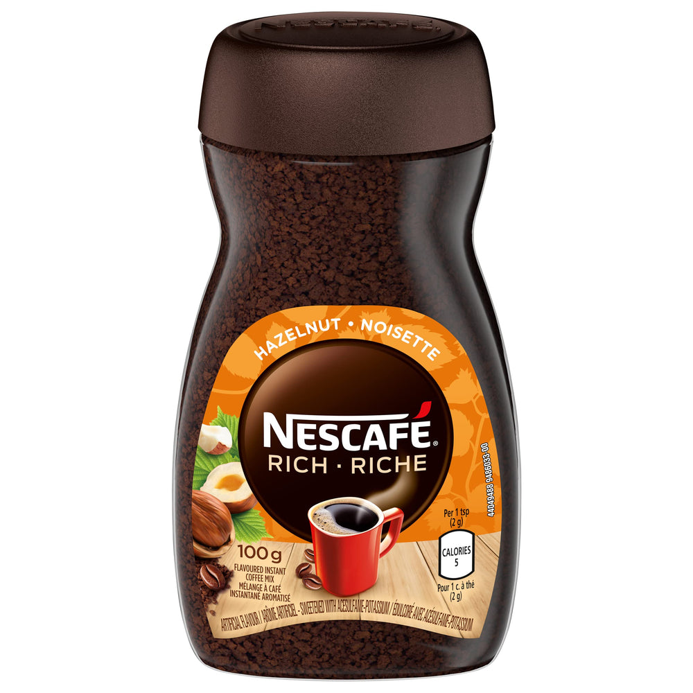 Nescafé Rich frente del paquete mostrando tamaño y sabor avellana