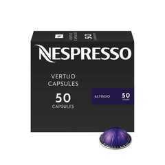 Nespresso Altissio embalaje frontal mostrando caja de 50 cápsulas y beneficio conveniencia