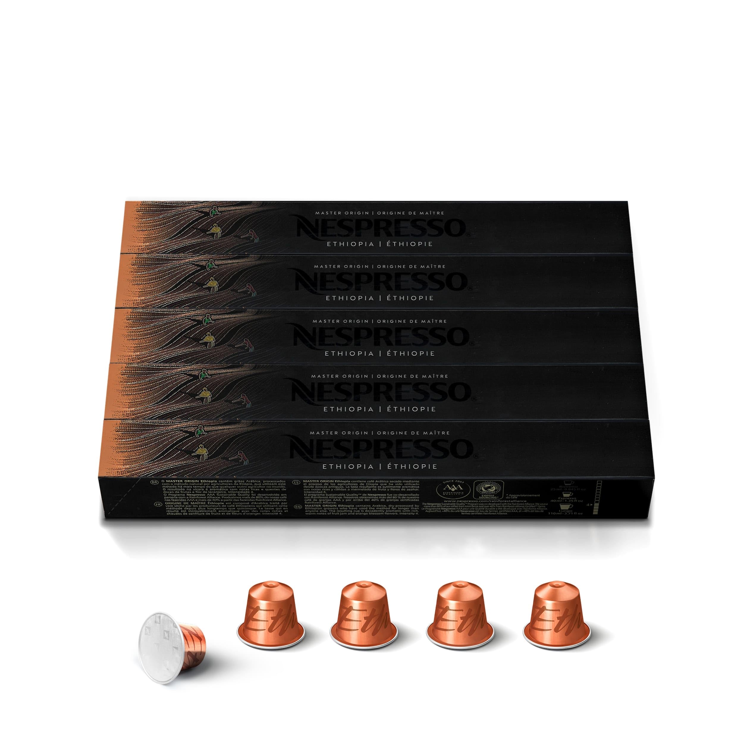 Nespresso Ethiopia Master Origin vista frontal mostrando caja y diseño