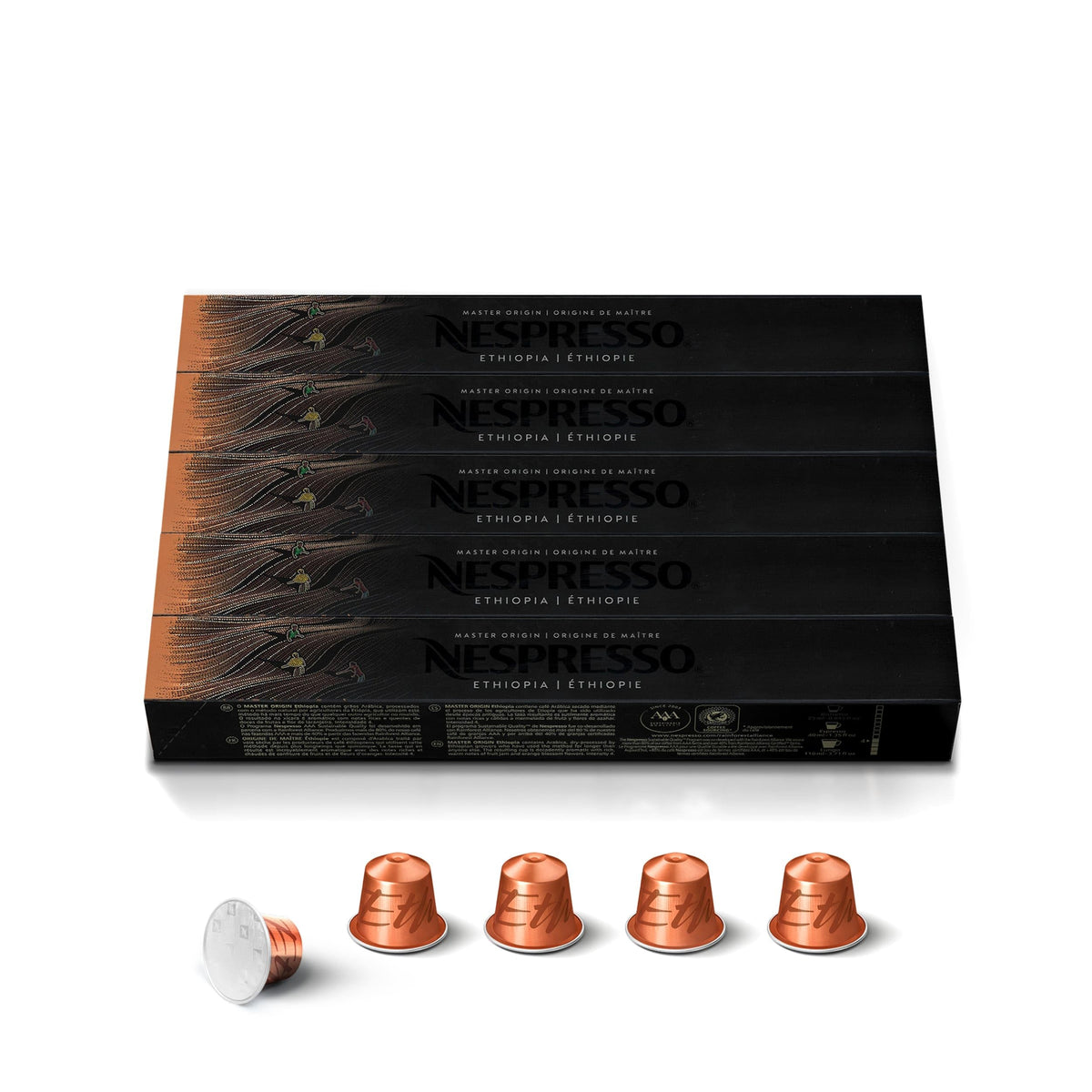 Nespresso Ethiopia Master Origin vista frontal mostrando caja y diseño