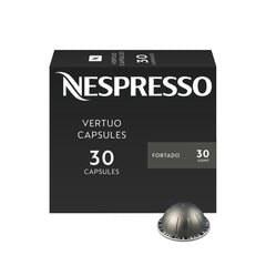 Nespresso Fortado packaging frontal mostrando diseño y caja de 30 cápsulas, atractivo visual