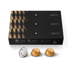 Nespresso cápsula Golden Caramel primer plano con brillo atractivo