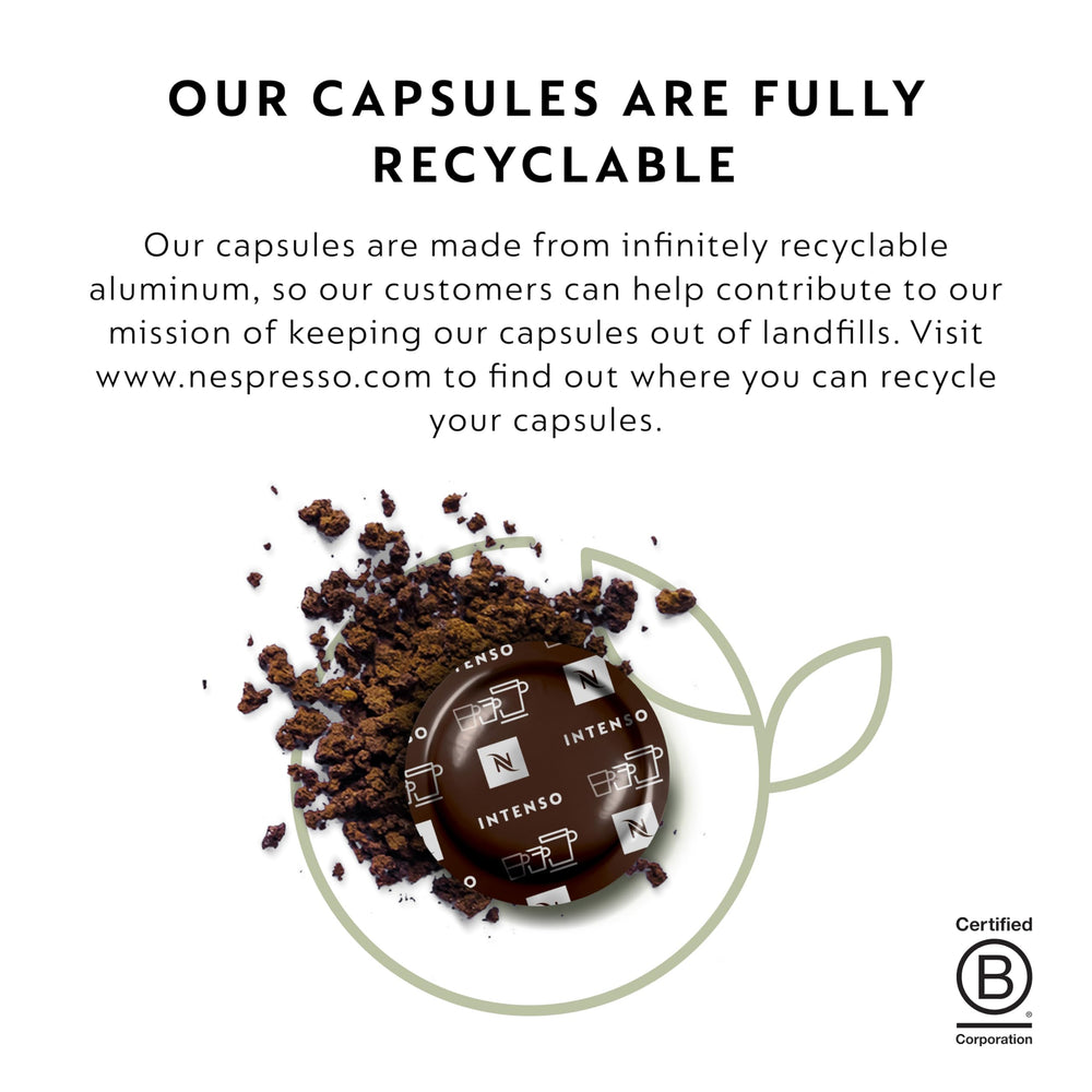 Nespresso Intenso manos depositando cápsulas para reciclaje, promueve sostenibilidad
