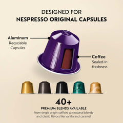 Vaso lungo Nespresso resaltando notas florales y cuerpo ligero