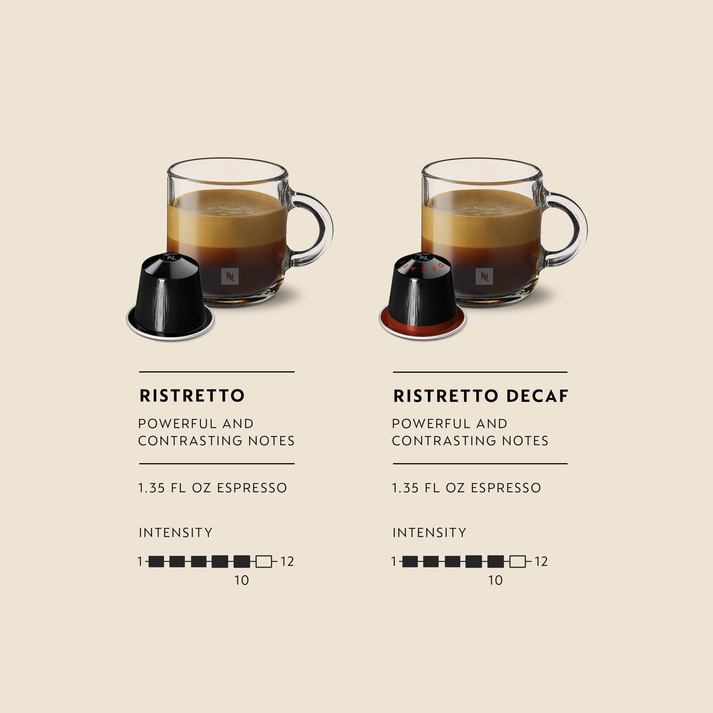 Nespresso espresso en taza con crema densa y sabor intenso
