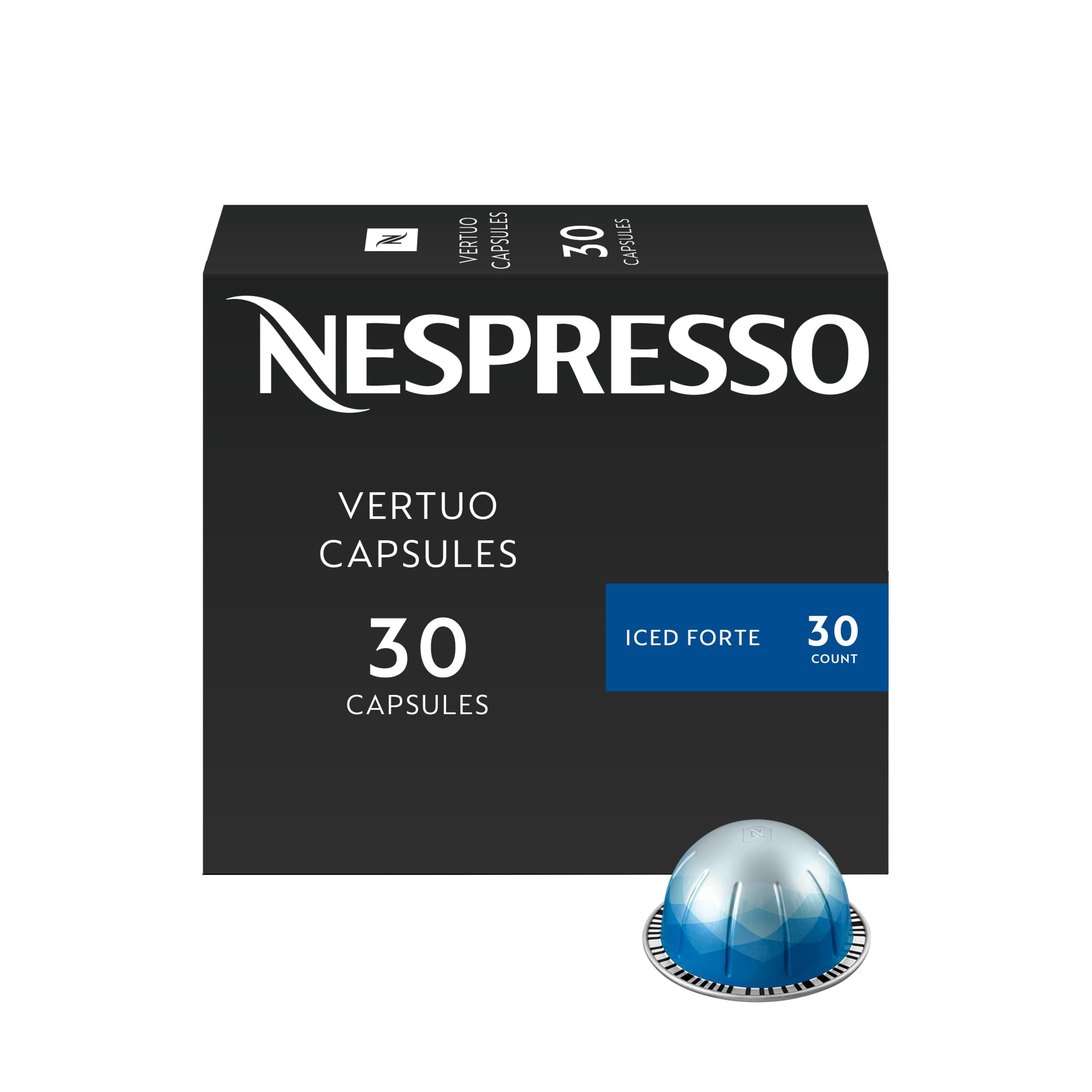 Nespresso caja frontal Ice Forte mostrando diseño y cantidad beneficios de frescura