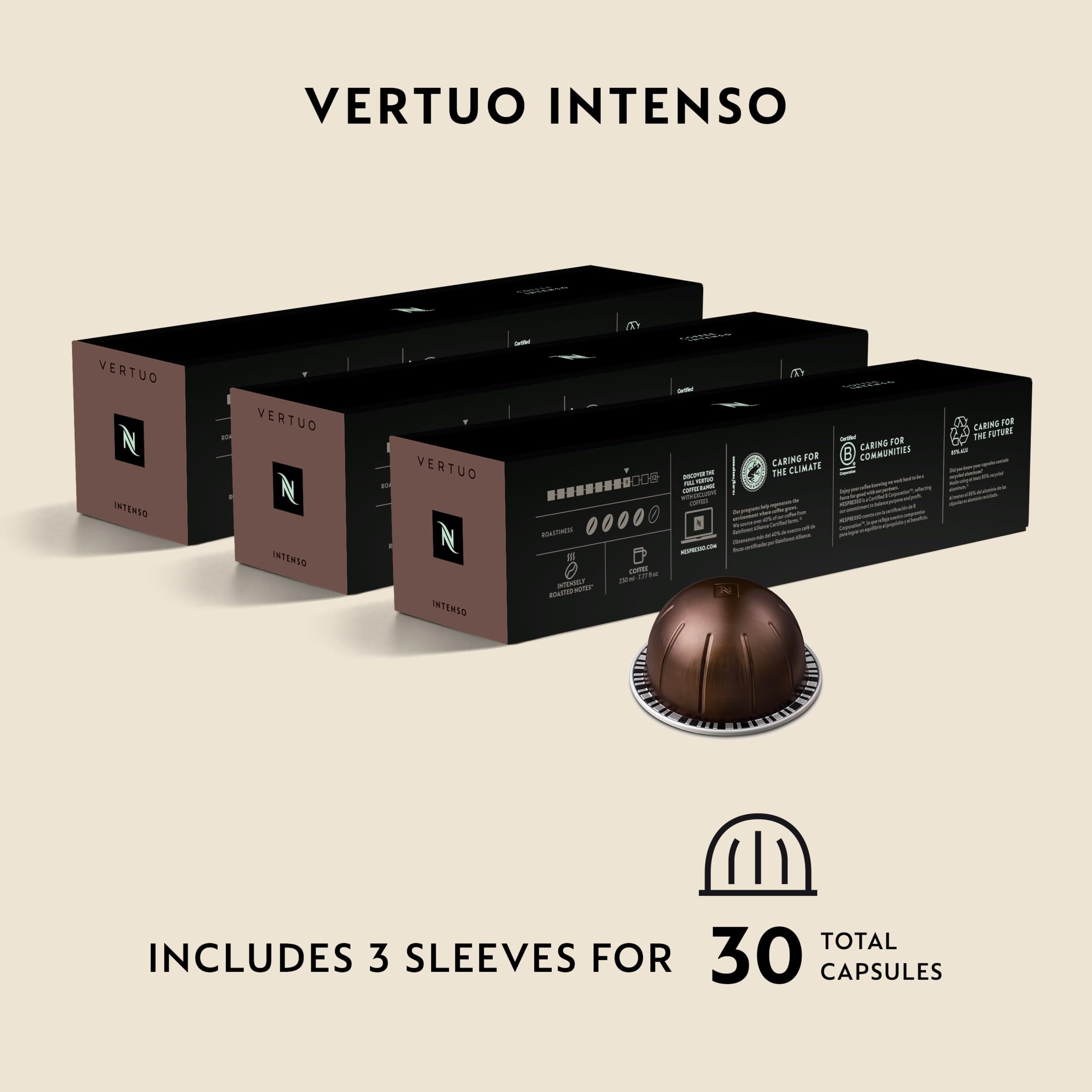 Nespresso Vertuo Intenso taza llena con crema espesa y aspecto apetecible