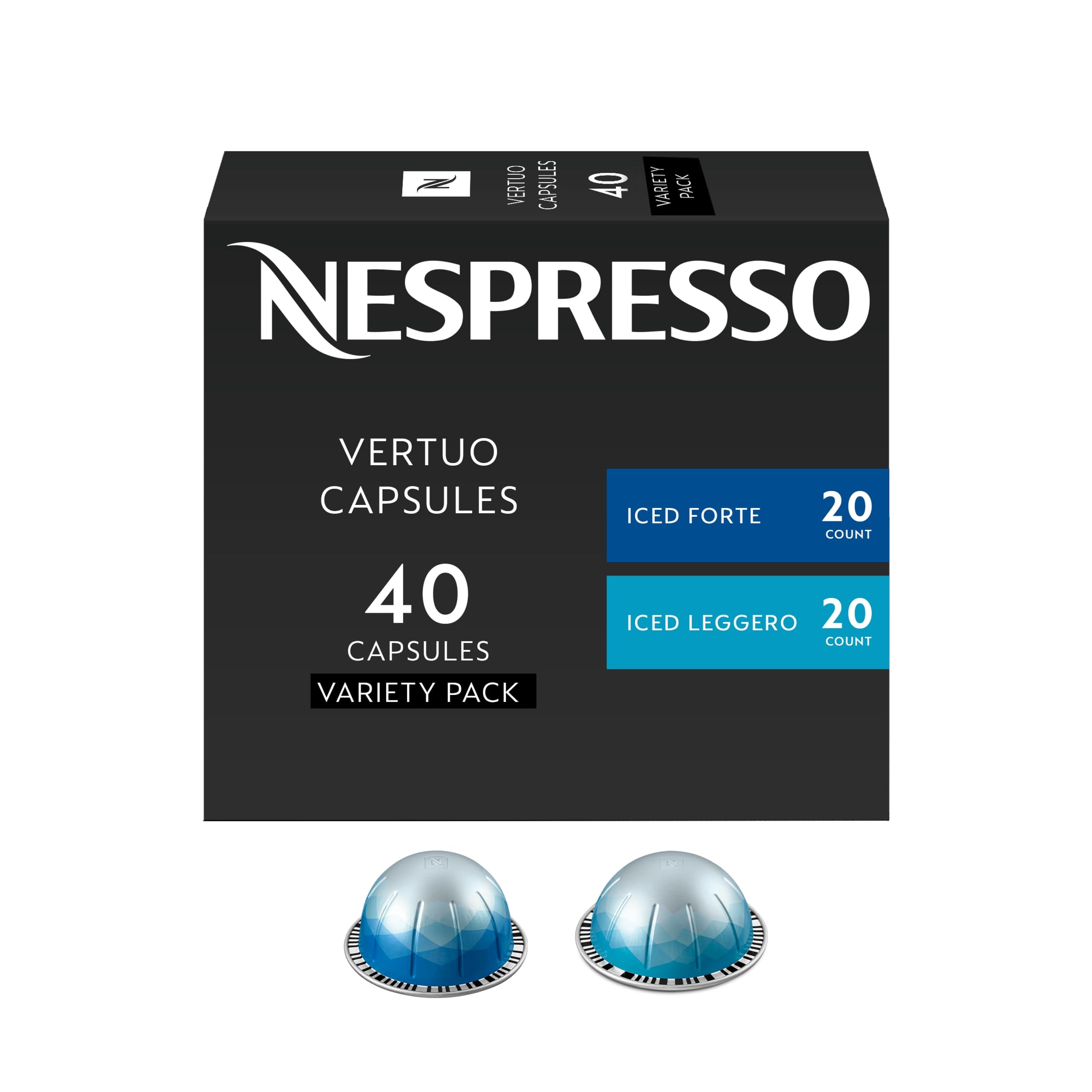 Nespresso paquete frontal mostrando 40 cápsulas, presentación clara y práctica