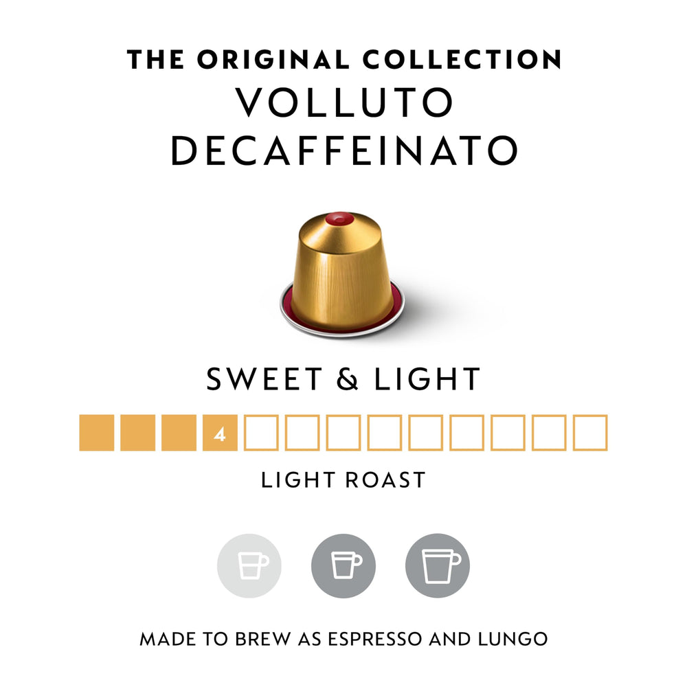 Nespresso cápsula Volluto Decaffeinato primer plano del aluminio y sello de frescura
