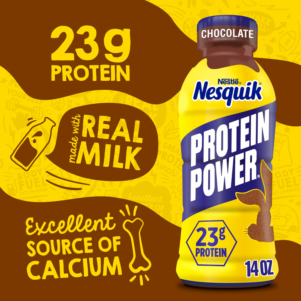 Nesquik bebida en uso junto a equipo de gimnasio para recuperación
