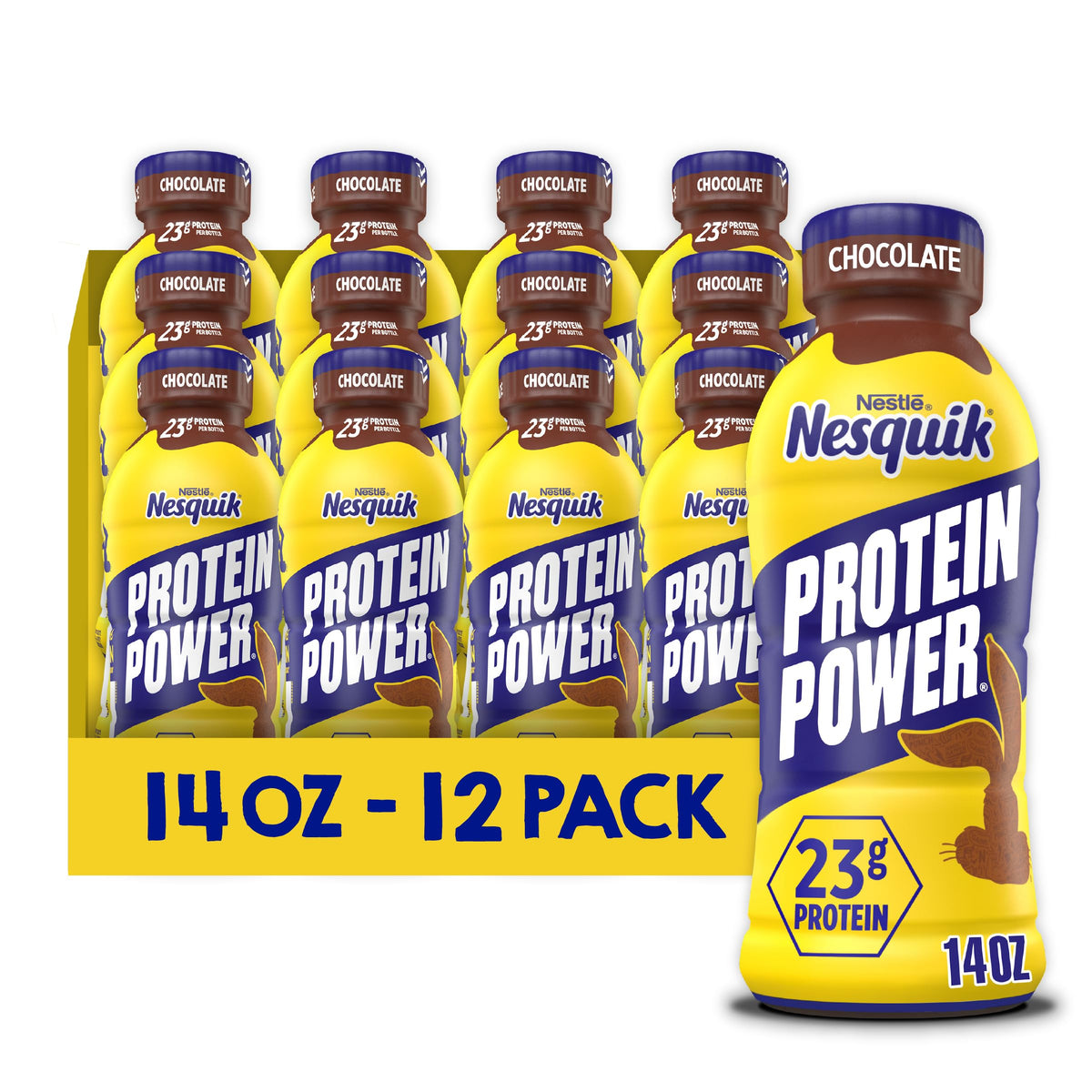 Nesquik botella frontal mostrando diseño y facilidad para llevar