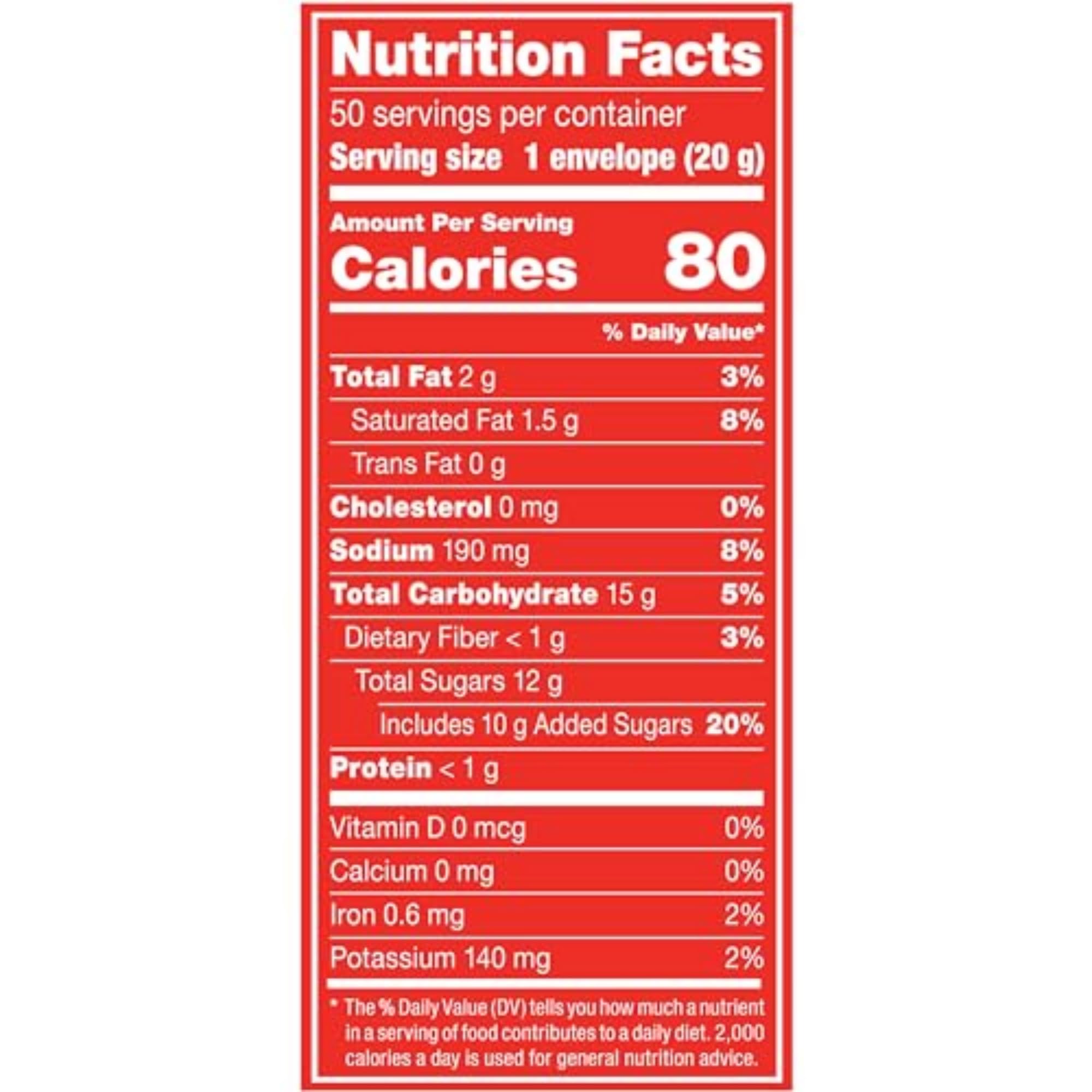 Nestle Hot Cocoa sobre junto a regla, comparación de tamaño y porción