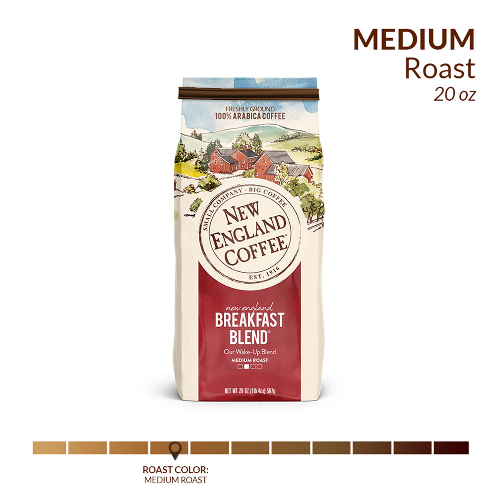 New England Coffee taza preparada en cocina mostrando aroma y disfrute matutino