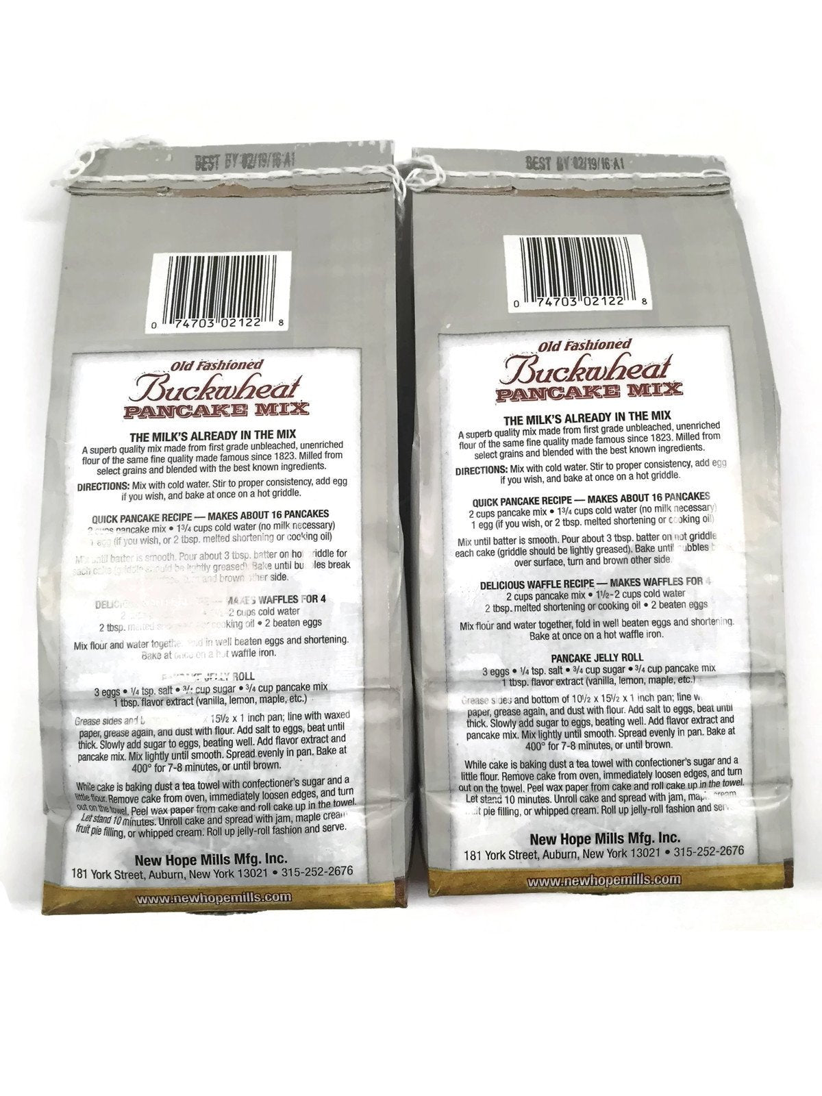 New Hope Mills panqueques emplatados con toppings, textura esponjosa y aspecto apetecible