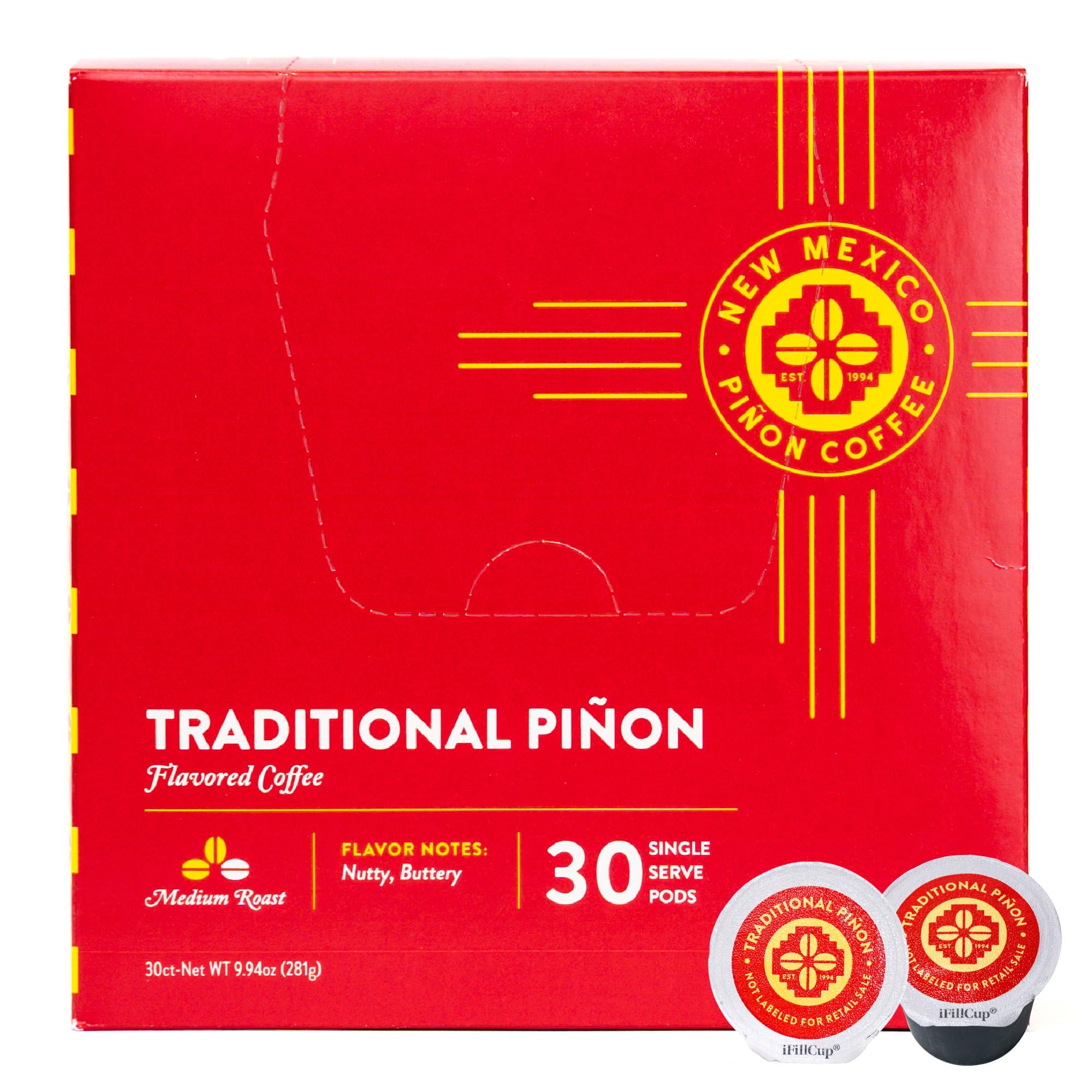 New Mexico Piñon caja frontal mostrando 30 cápsulas y diseño regional beneficio conveniencia