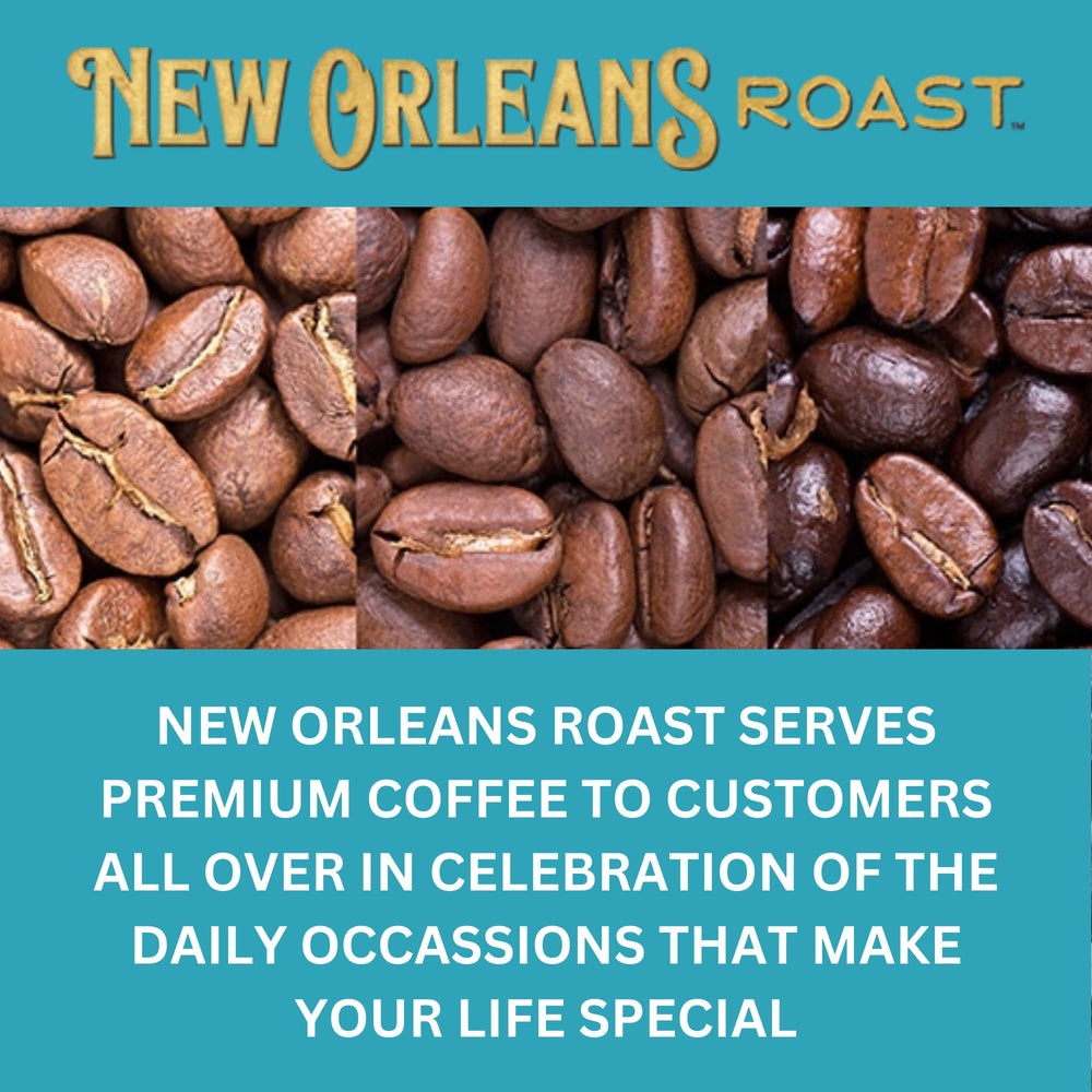 New Orleans Roast paquete junto a 12 cápsulas mostrando cantidad y escala