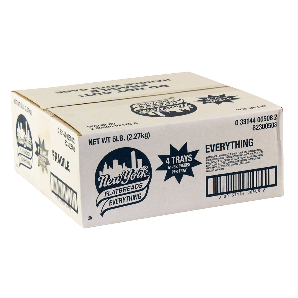 New York Flatbreads primer plano de textura crujiente, mantiene ingredientes