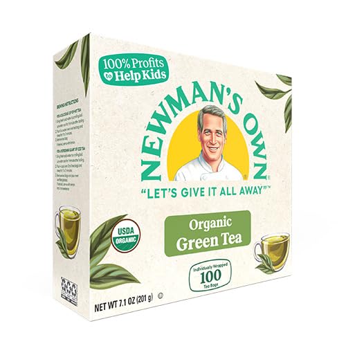 Newman's Own taza de té caliente infusionando bolsita, disfrute inmediato