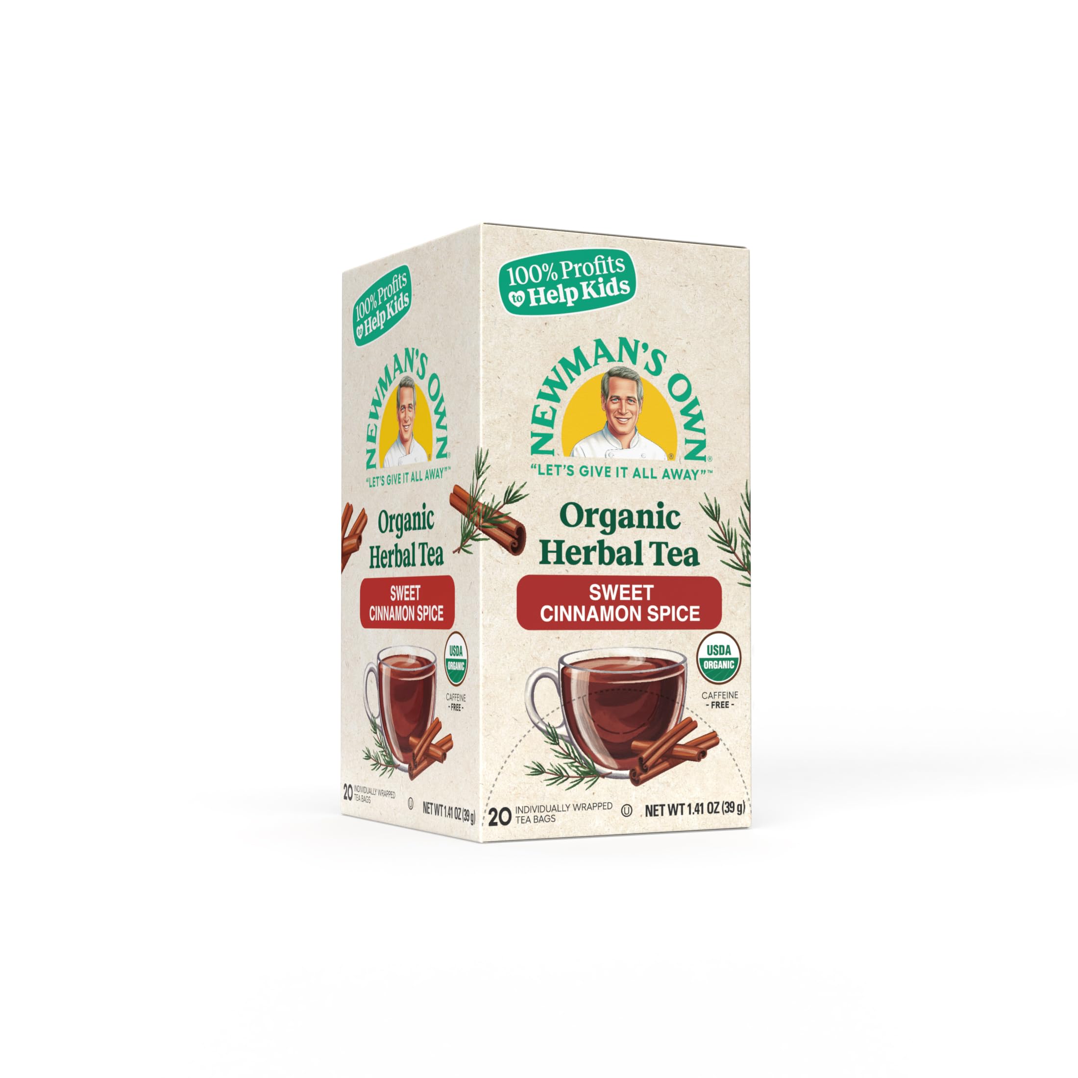 Newman's Own detalle de hojas de rooibos y especias, muestra ingredientes naturales