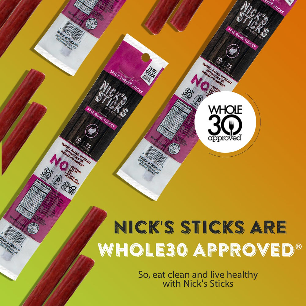 Nick's Sticks en mesa con frutas, opción saludable para merienda
