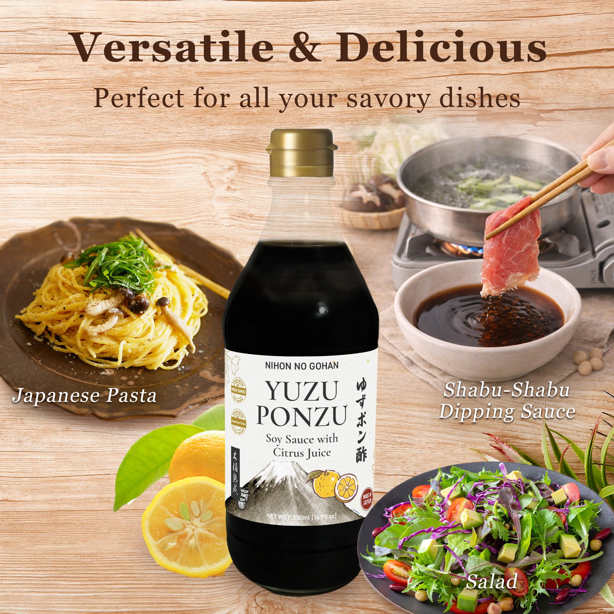 にほんのごはん junto a yuzu y bonito seco, destaca origen y sabor auténtico