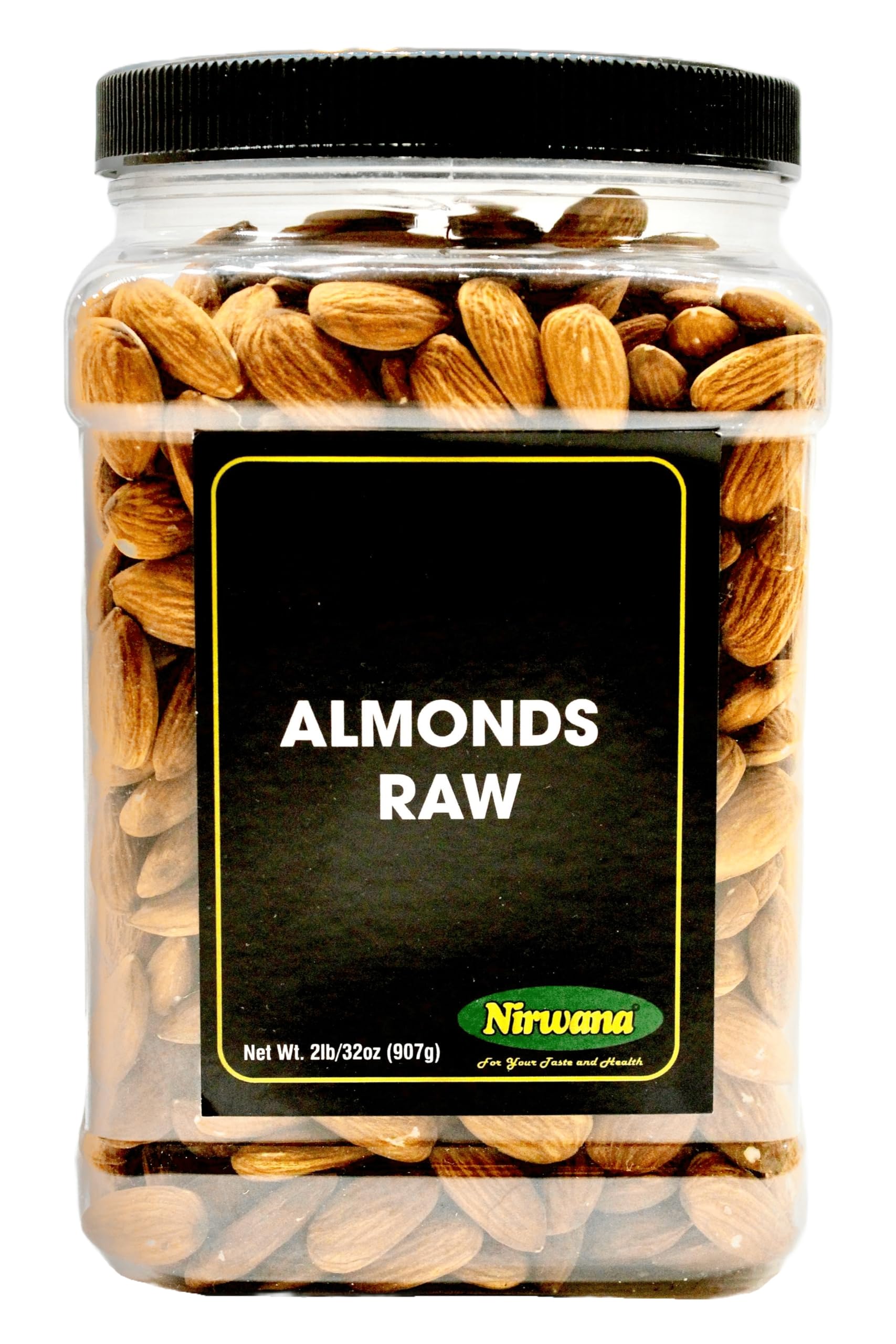 Almendras Nirwana en frasco 32 oz, paquete sellado para conservar frescura