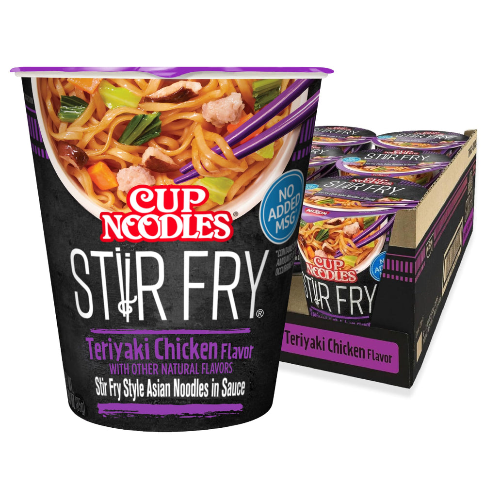 NISSIN vaso teriyaki frente mostrando etiqueta clara y conveniencia