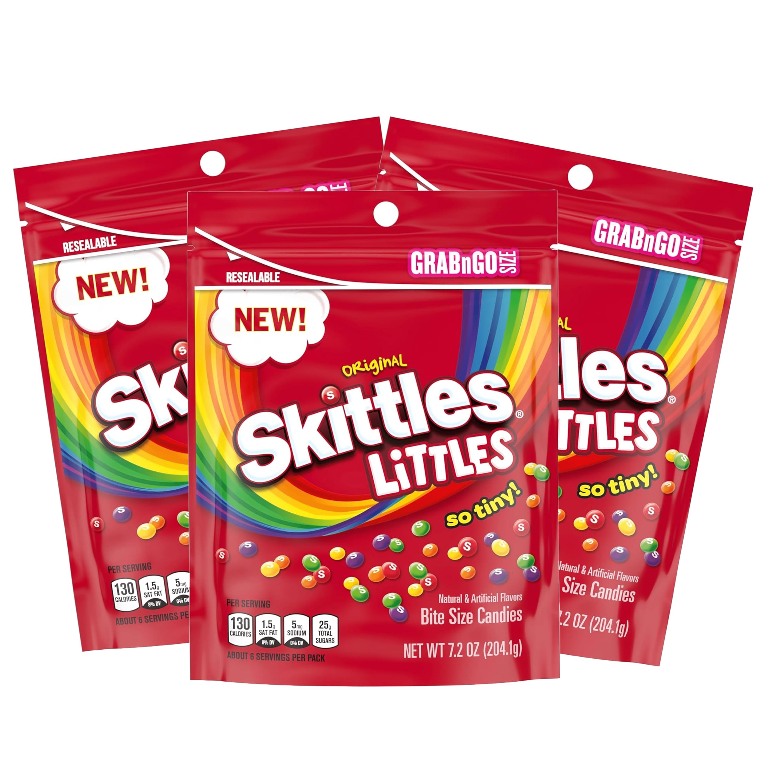 NLS Skittles Littles empaque frontal mostrando colores vivos y facilidad de transporte