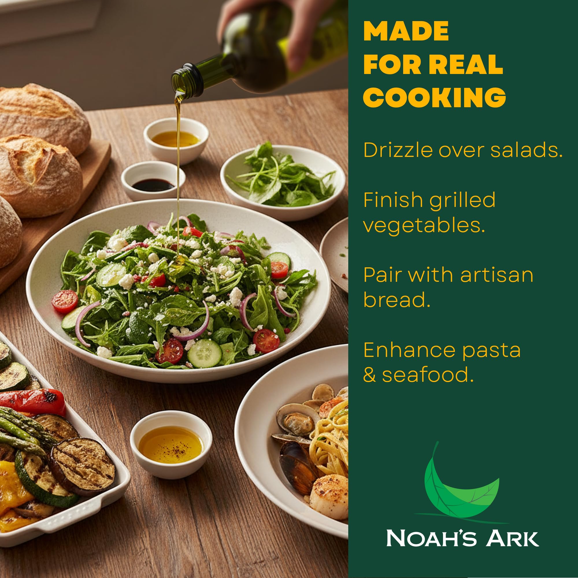 Noah`s Ark botella en cocina gourmet transmitiendo uso diario y presentación elegante