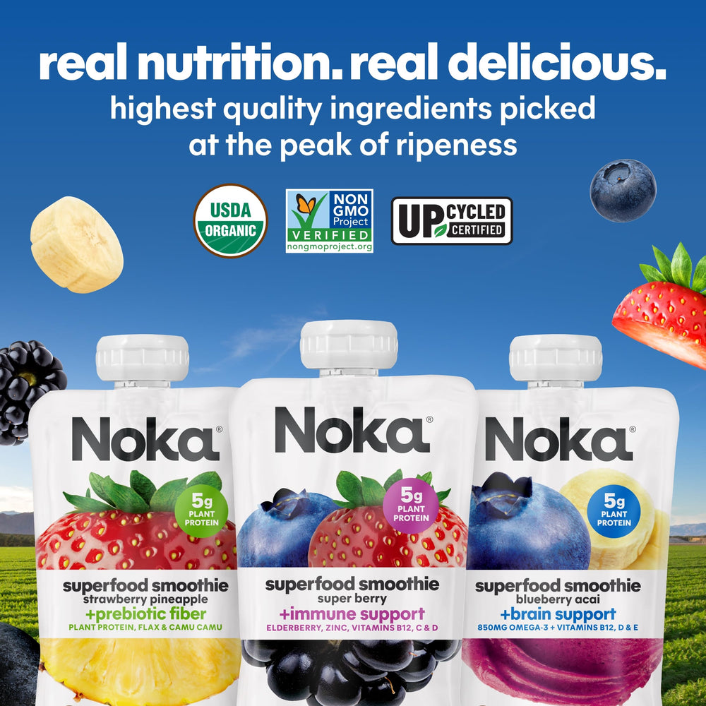 NOKA picnic familiar con pouches como merienda saludable al aire libre