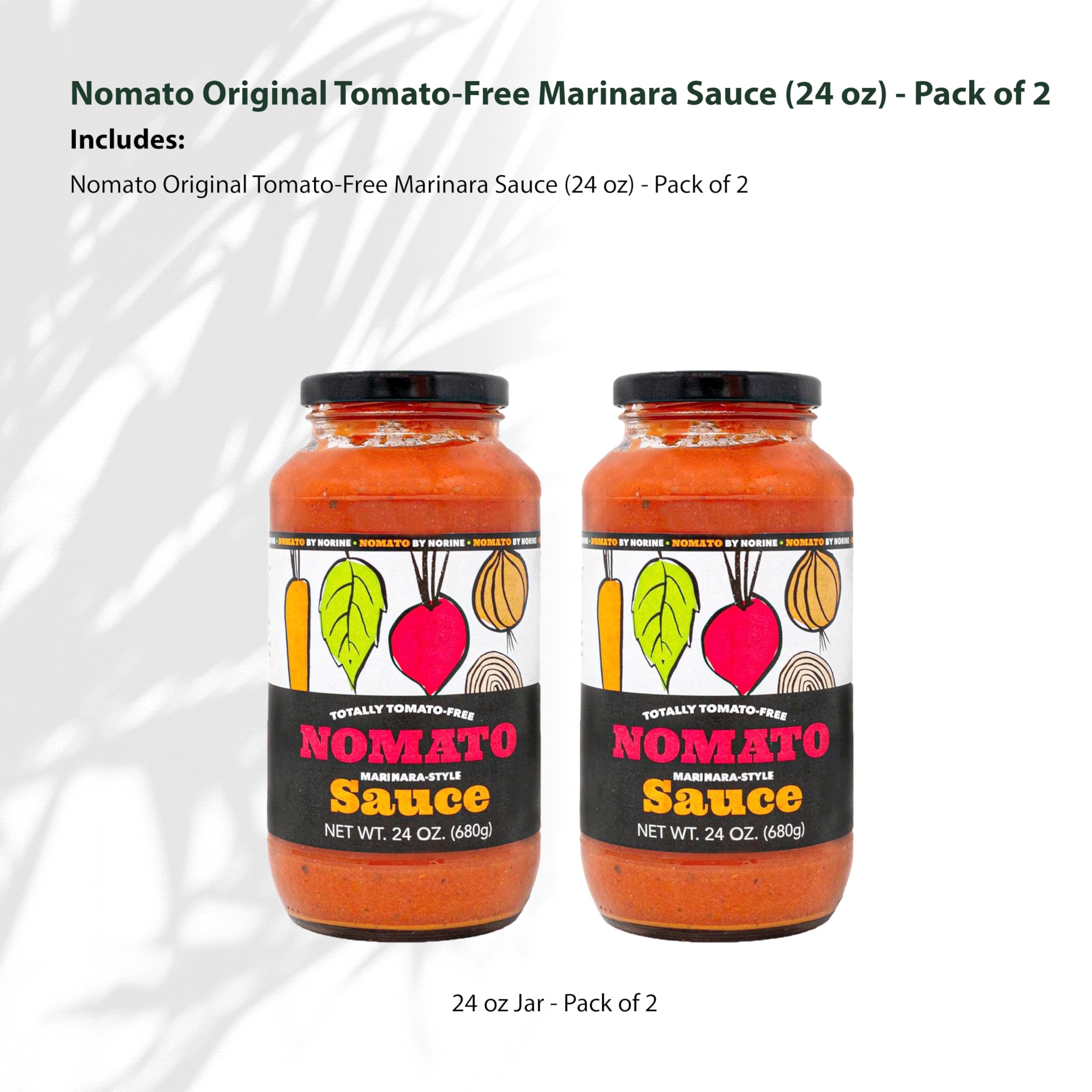 Nomato detalle de textura espesa y color rojo vegetal, marca Nomato ofrece consistencia similar a marinara