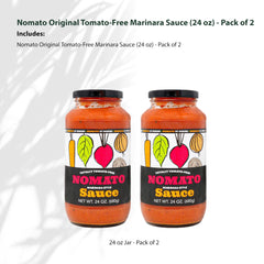 Nomato detalle de textura espesa y color rojo vegetal, marca Nomato ofrece consistencia similar a marinara