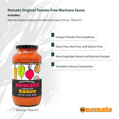 Nomato servido sobre pizza recién horneada, marca Nomato realza sabor sin tomates