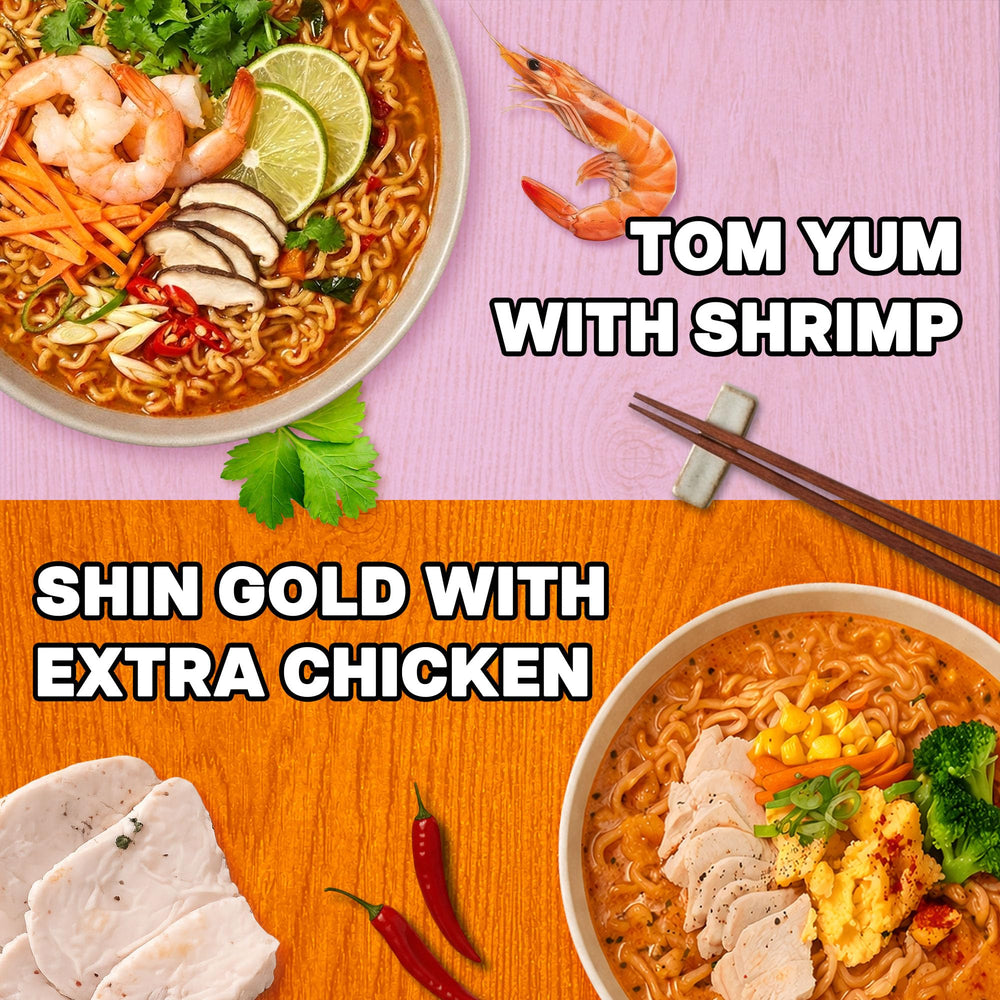 Nongshim comparación de tamaño del sobre y porción, útil para planificar comidas