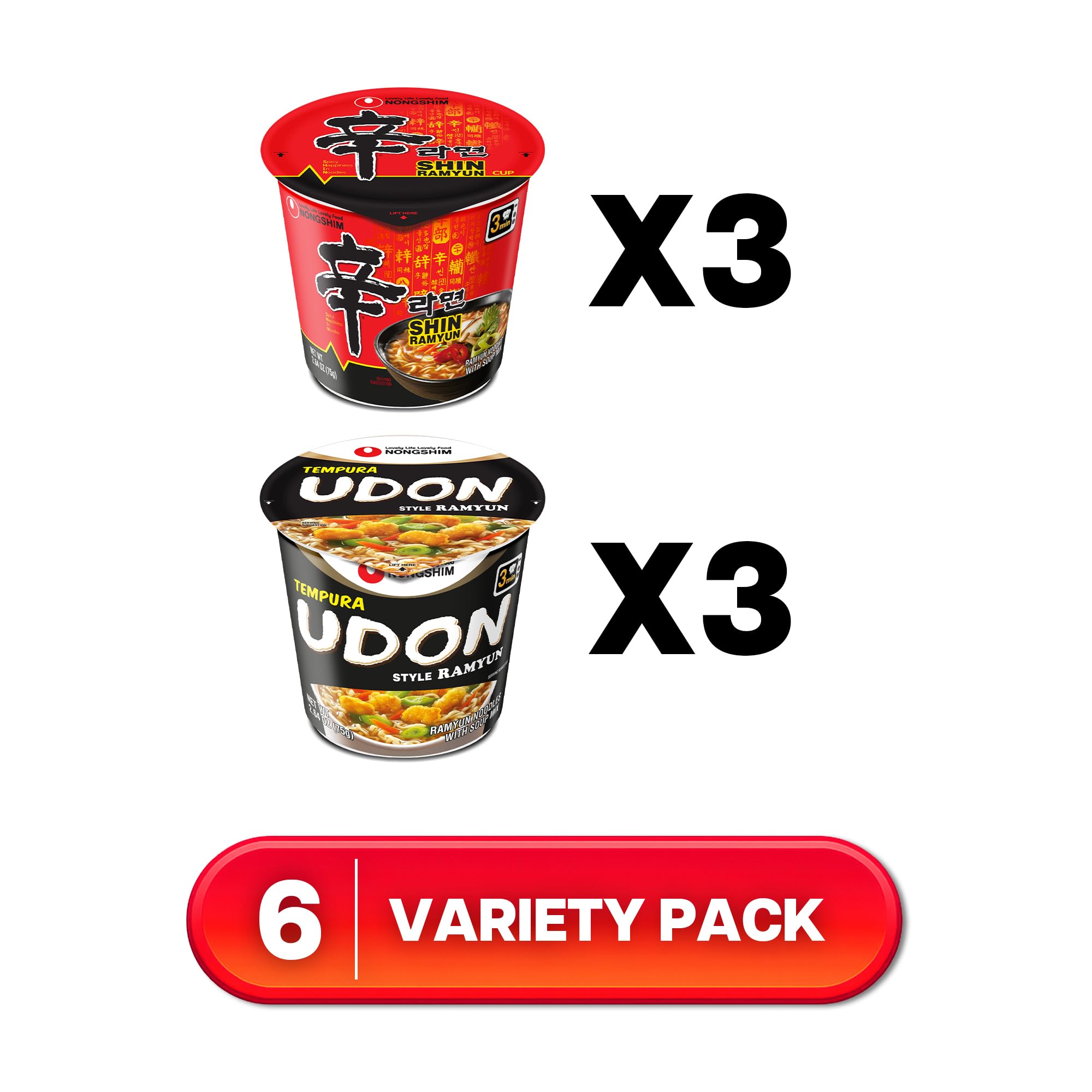 Nongshim tazas frente a mano para mostrar tamaño y porción real
