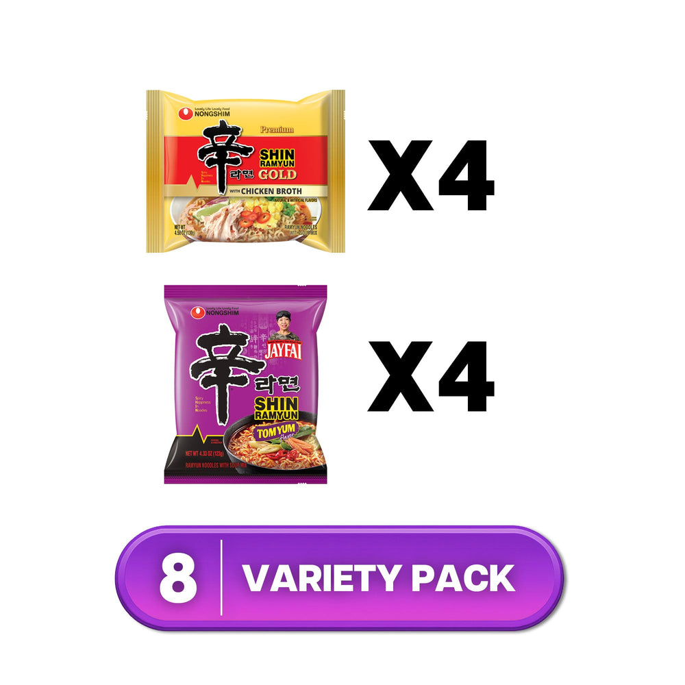 Nongshim mesa estilo de vida con ambos sabores servidos, perfecto para compartir