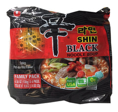 Nongshim Shin Black vista frontal del empaque mostrando el logo y aspecto familiar