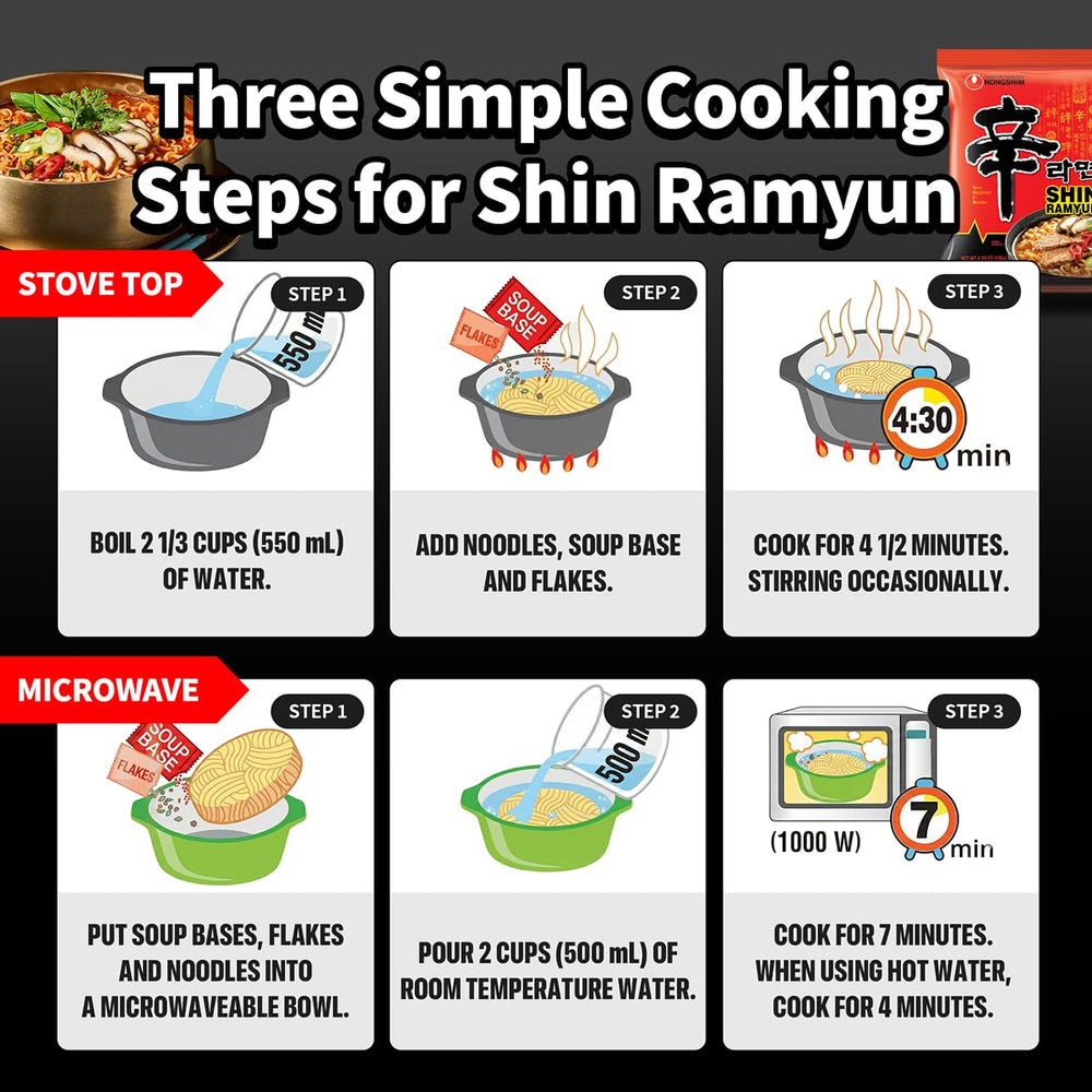 Nongshim paquete junto a una mano para mostrar escala y conveniencia