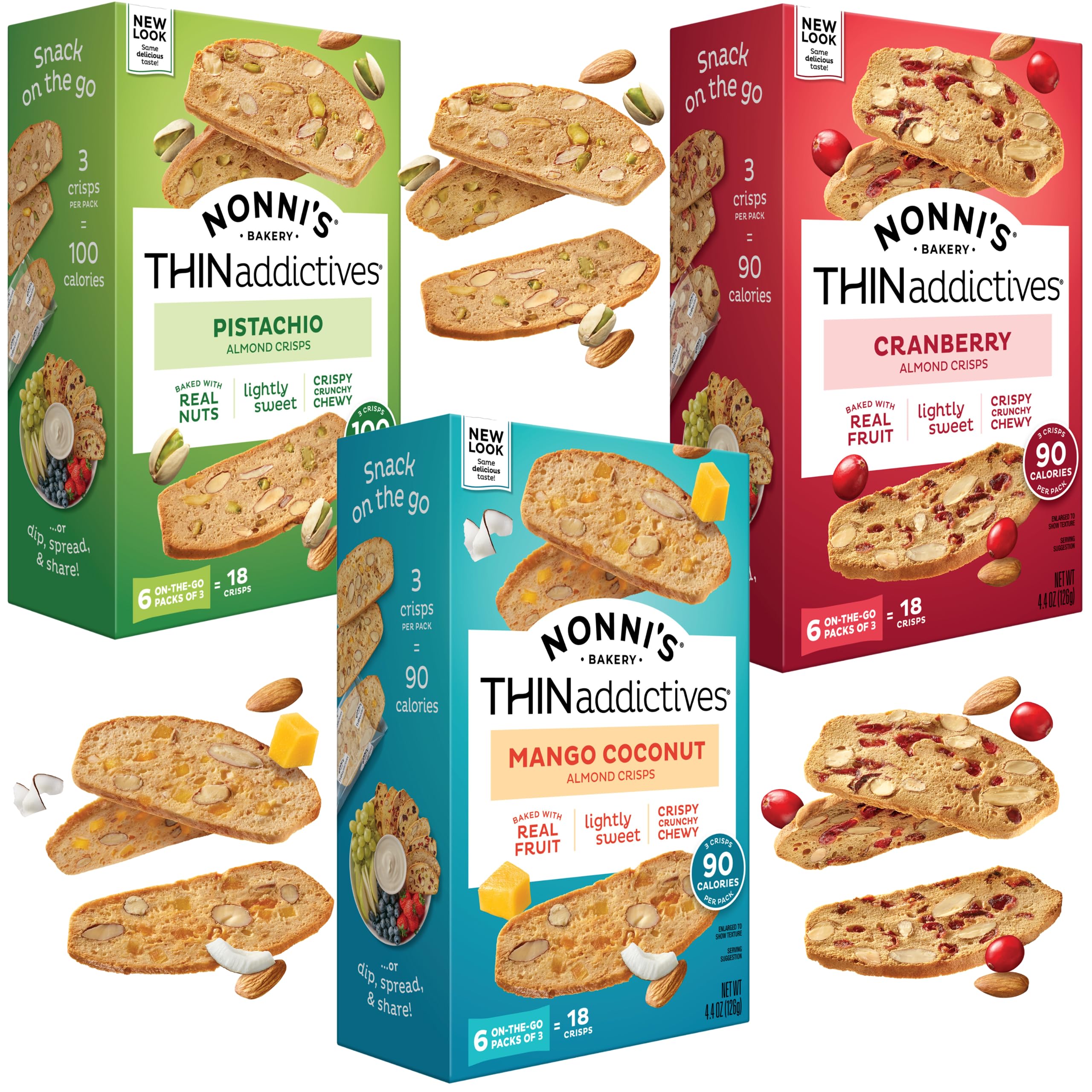 Nonni's empaque frontal del pack variedad, práctica presentación y frescura