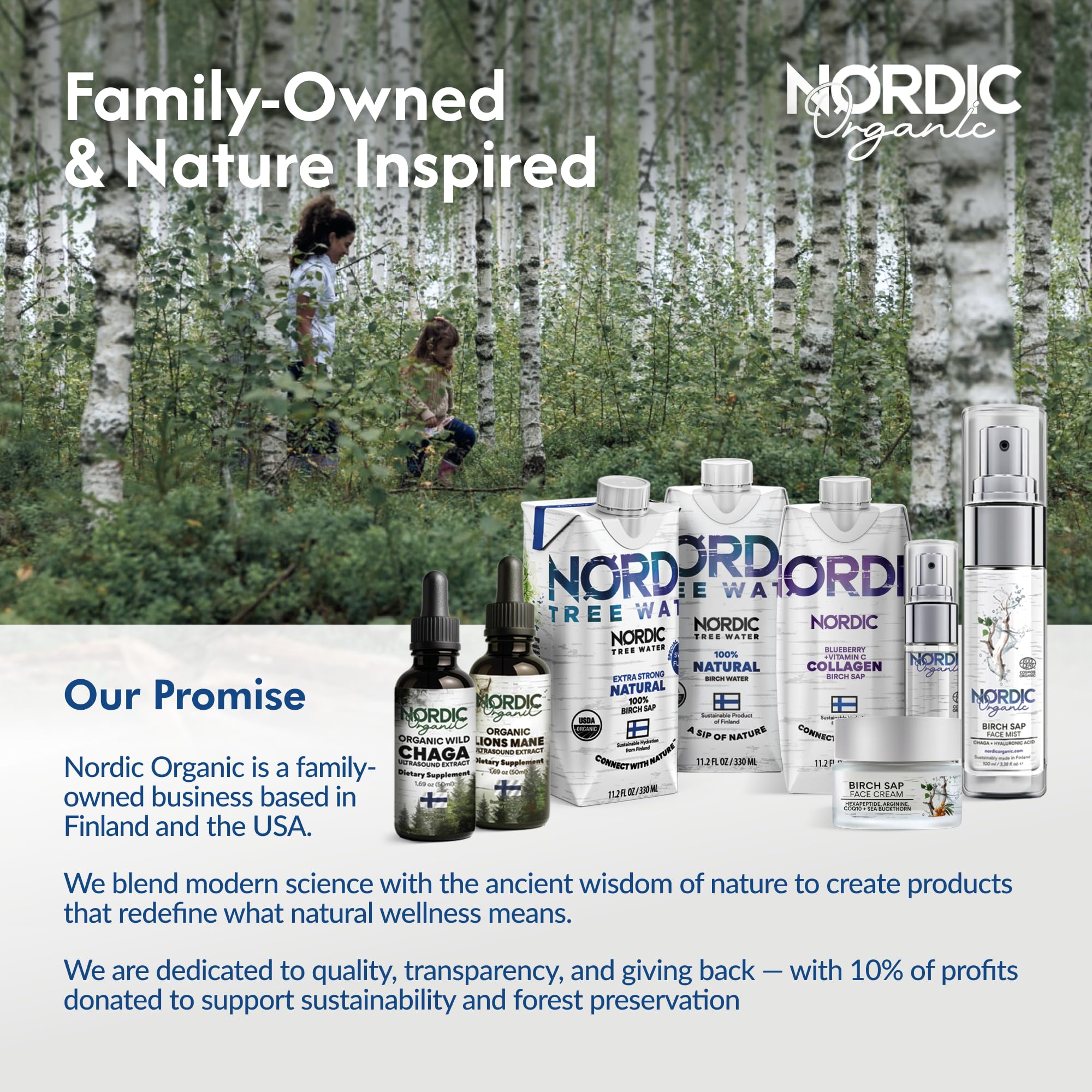 Nordic Tree Water vertida en vaso y mezclada en batido saludable