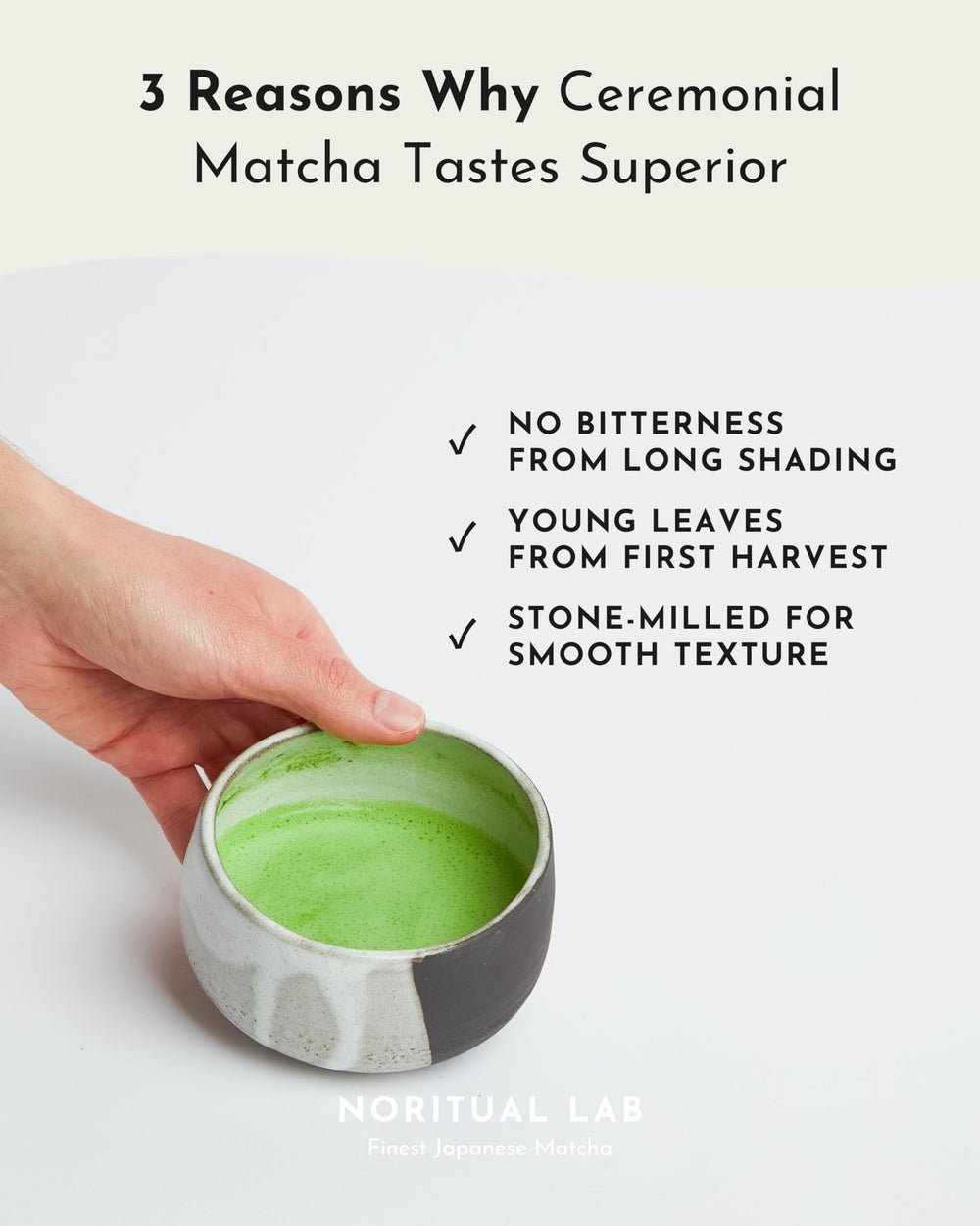 NORITUAL LAB matcha en cuenco con chasen listo para beber, espuma cremosa