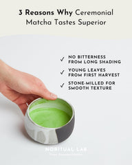 NORITUAL LAB matcha en cuenco con chasen listo para beber, espuma cremosa