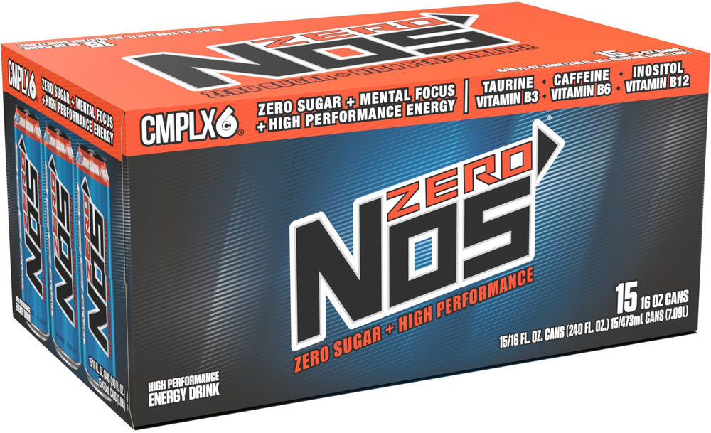 NOS Zero Sugar etiqueta con ingredientes clave y claridad informativa