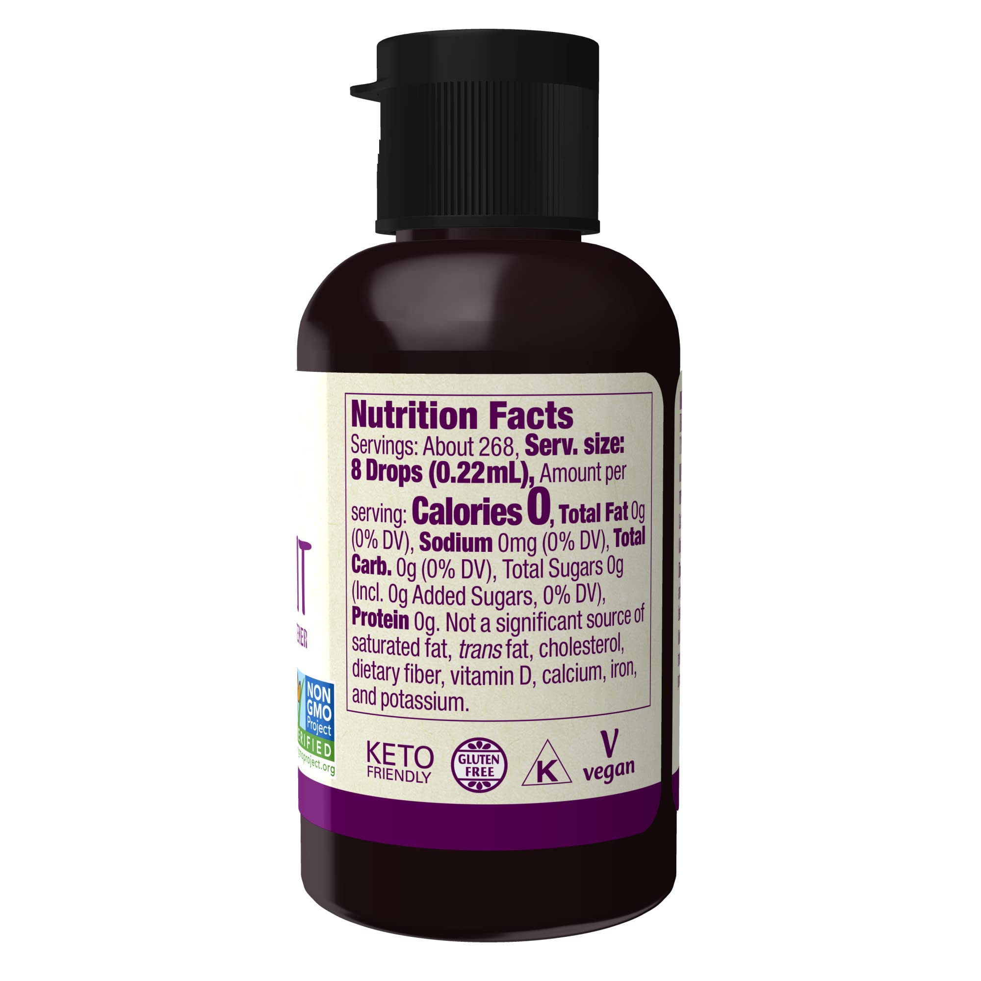 NOW monk fruit detalle del tapón gotero que facilita medición precisa y sin derrames