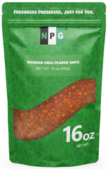 NPG envase frontal de copos Sichuan mostrando color rojo vibrante y frescura